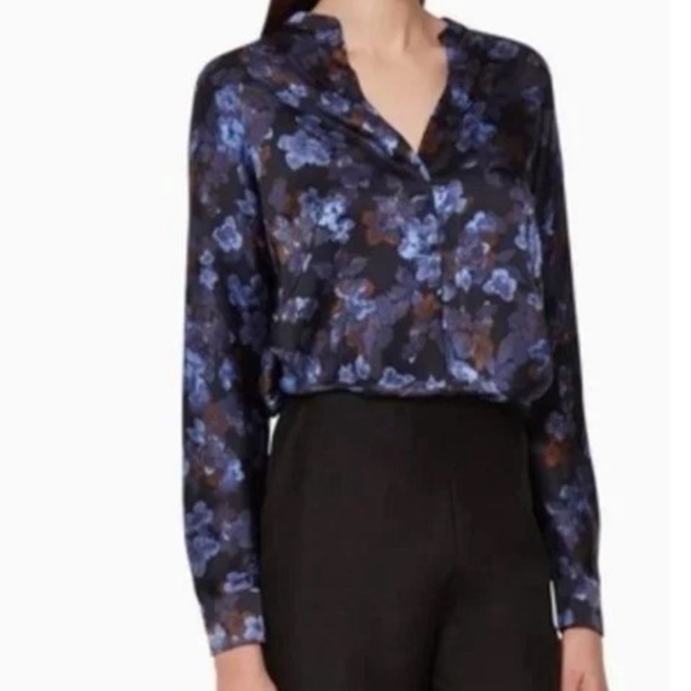 VINCE Plumeria Blooms silk blouse